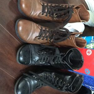 2 pairs of combat boots